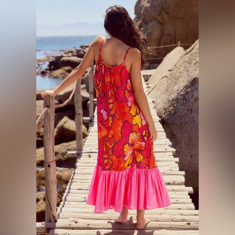 NEXT ORANGE/RED MAXI DRESS - BNWOT - STUNNING!